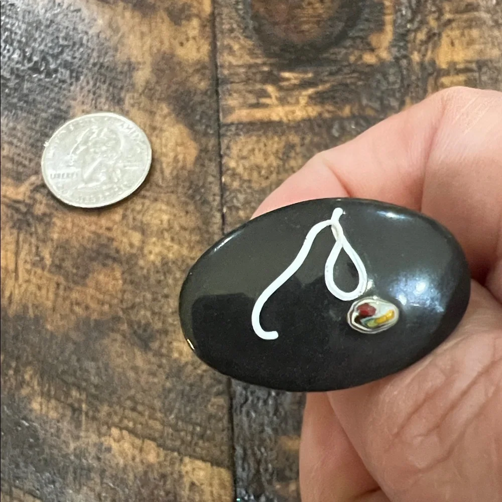 Vintage Black hand painted Cufflinks